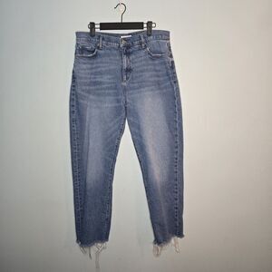 Loft Denim Mom Jeans Raw Hem Medium Wash Size 10‎ / 30